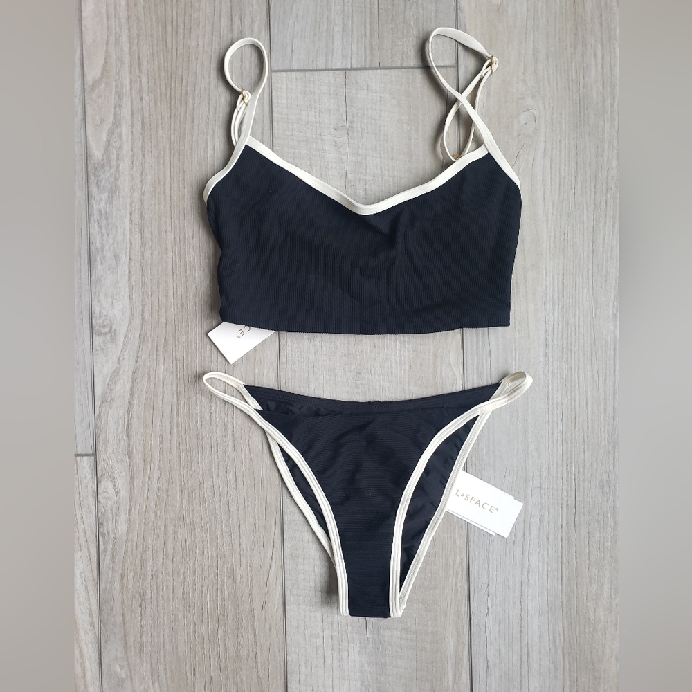 L*Space Black Bikini with White Accents